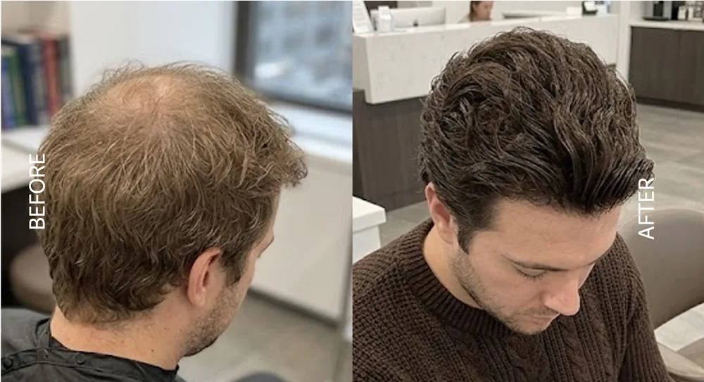 PRP hair restoration before and after result, patient 2